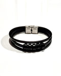 PULSERA CUERO ACERO - PCC018