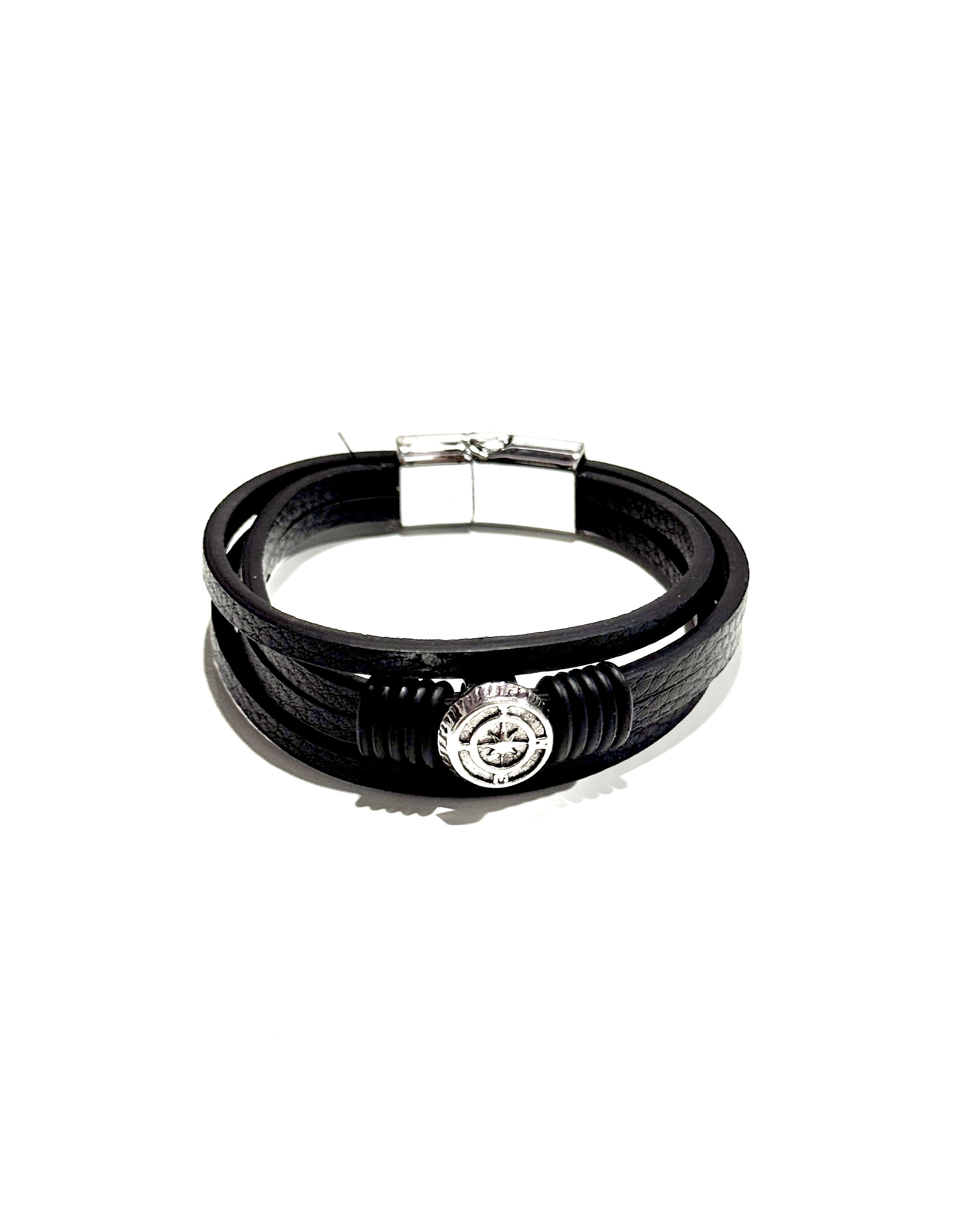 PULSERA CUERO ACERO - PCC016