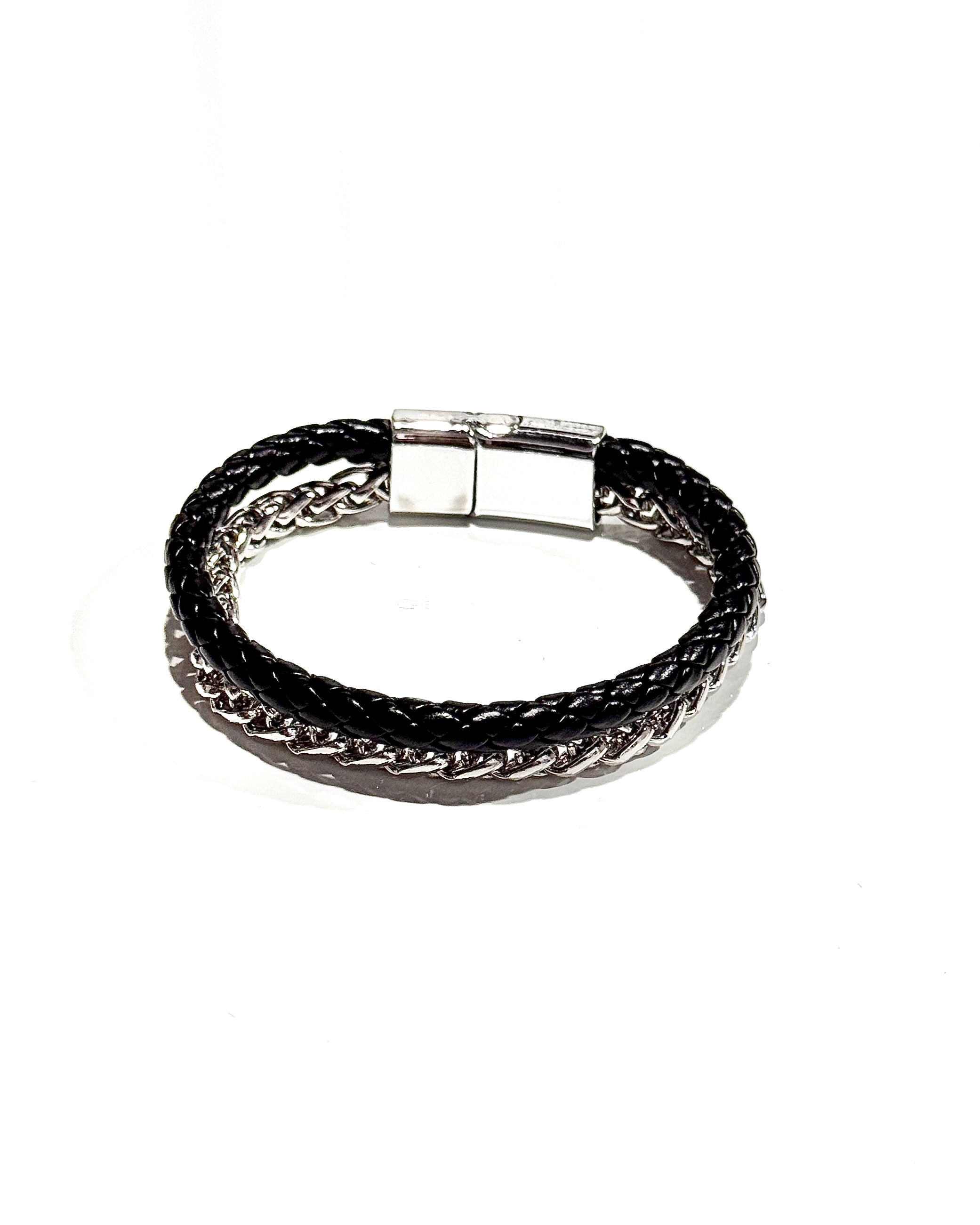PULSERA CUERO ACERO - PCC015