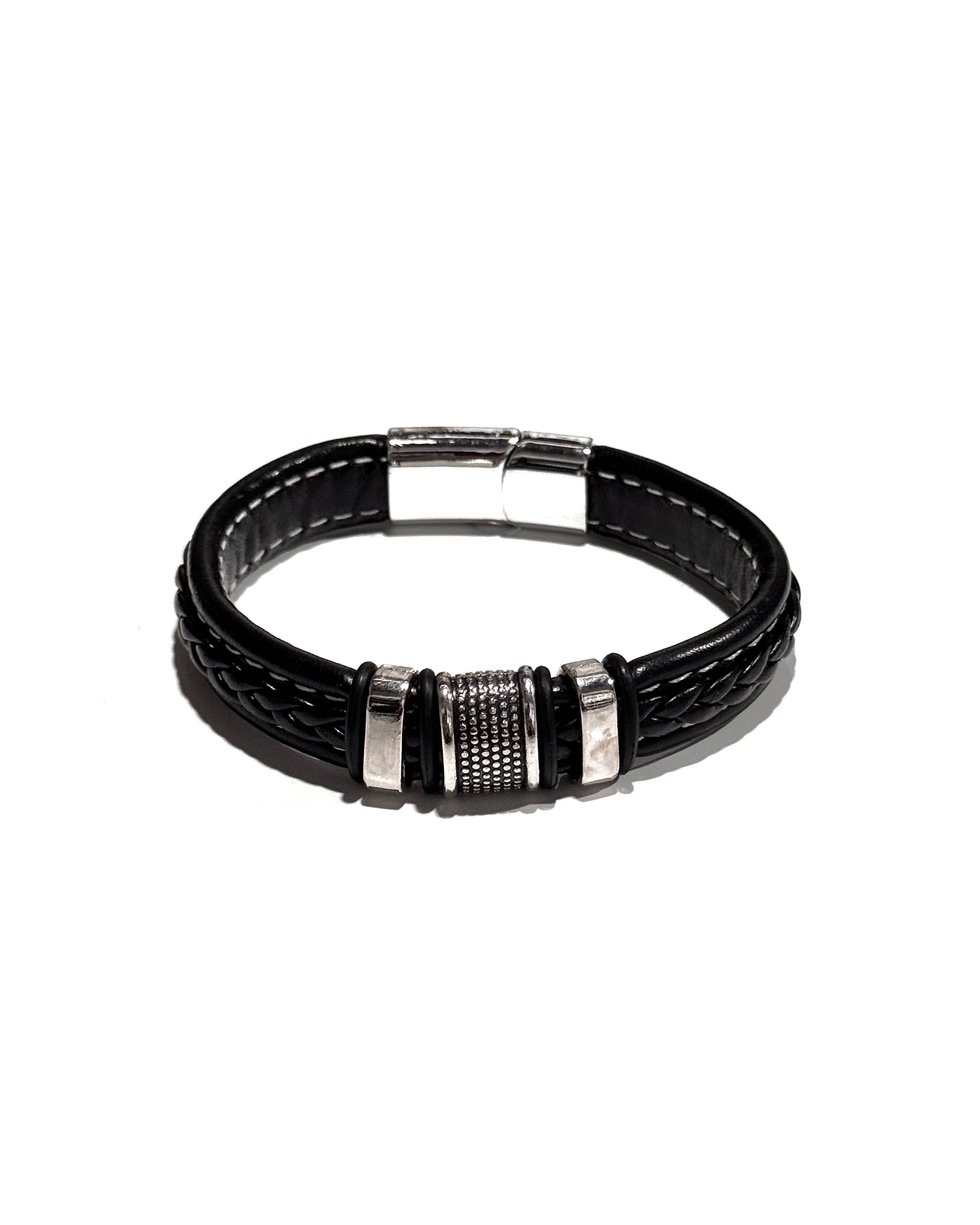 PULSERA CUERO ACERO - PCC012