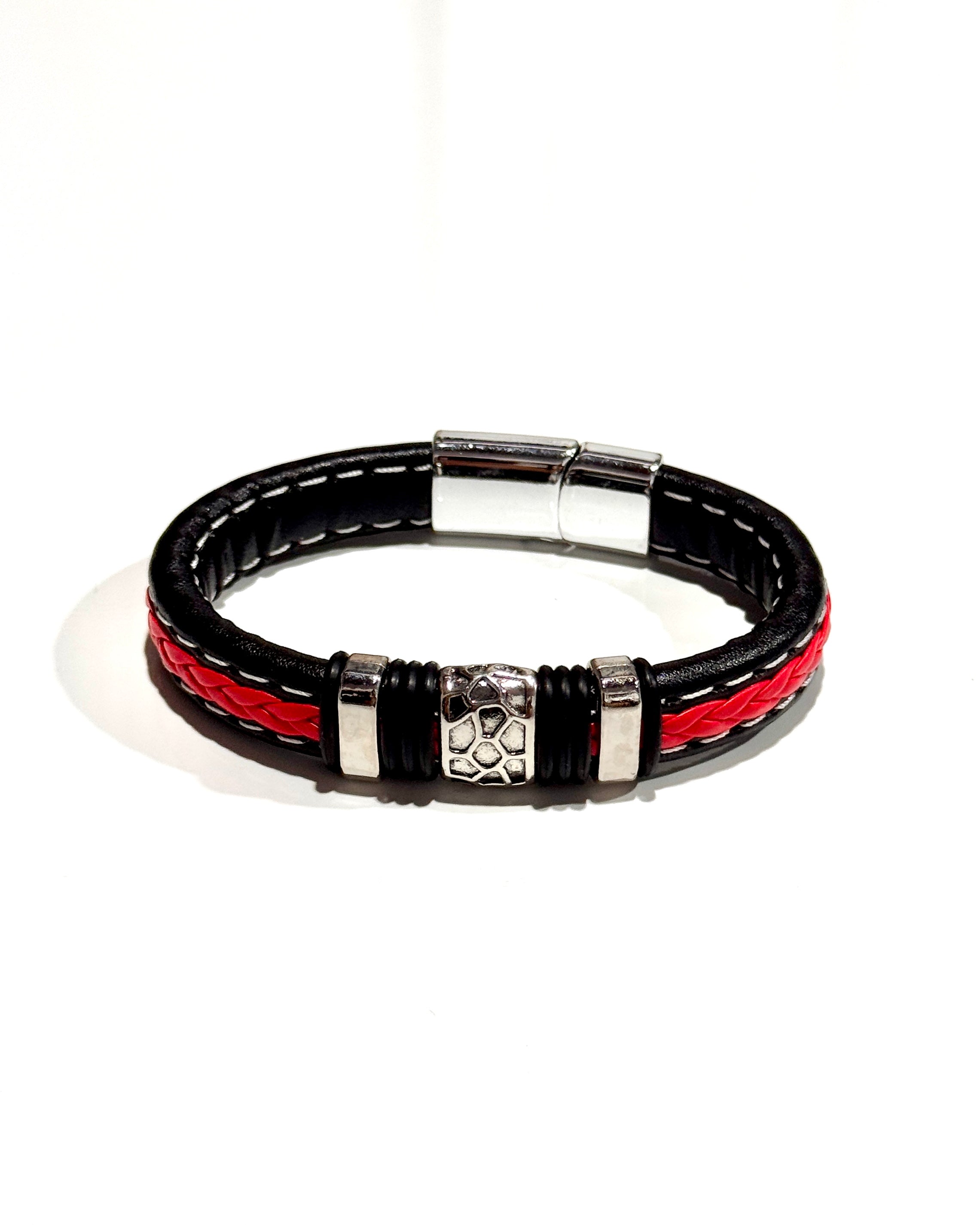 PULSERA ACERO CUERO - PCC011