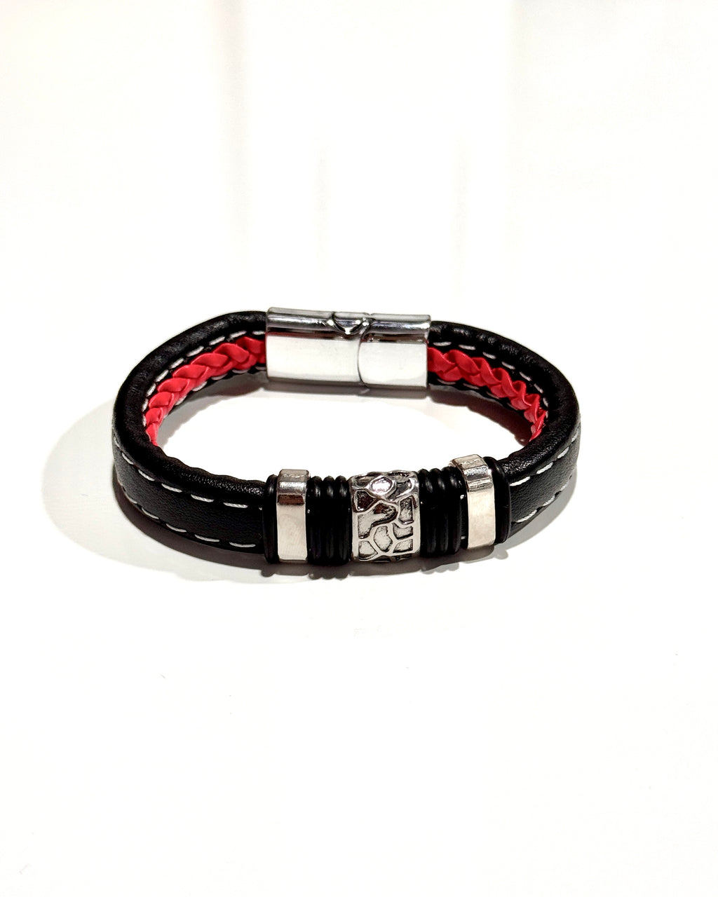 PULSERA ACERO CUERO - PCC011