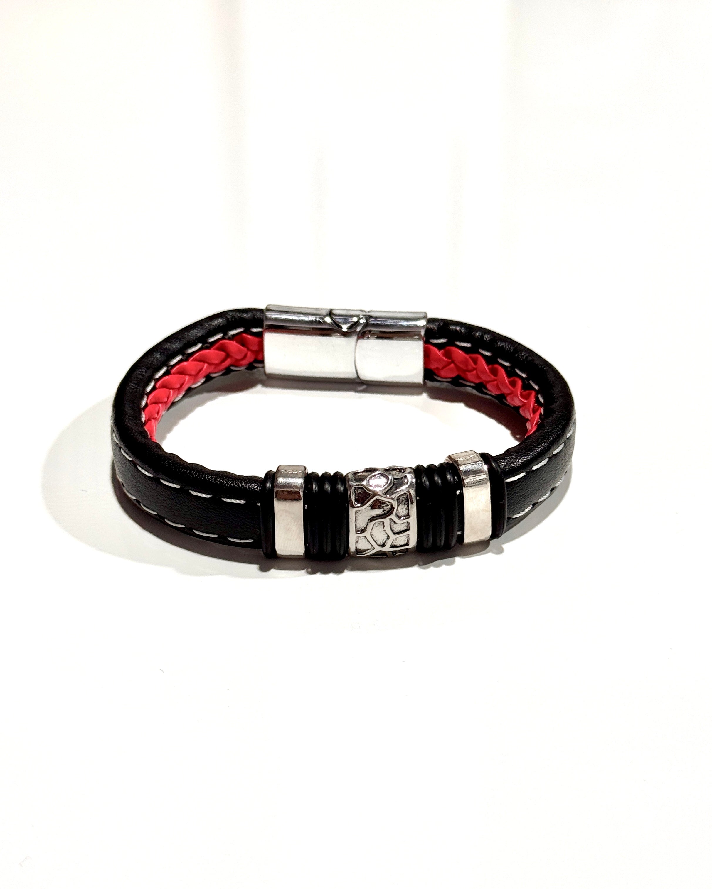 PULSERA ACERO CUERO - PCC011