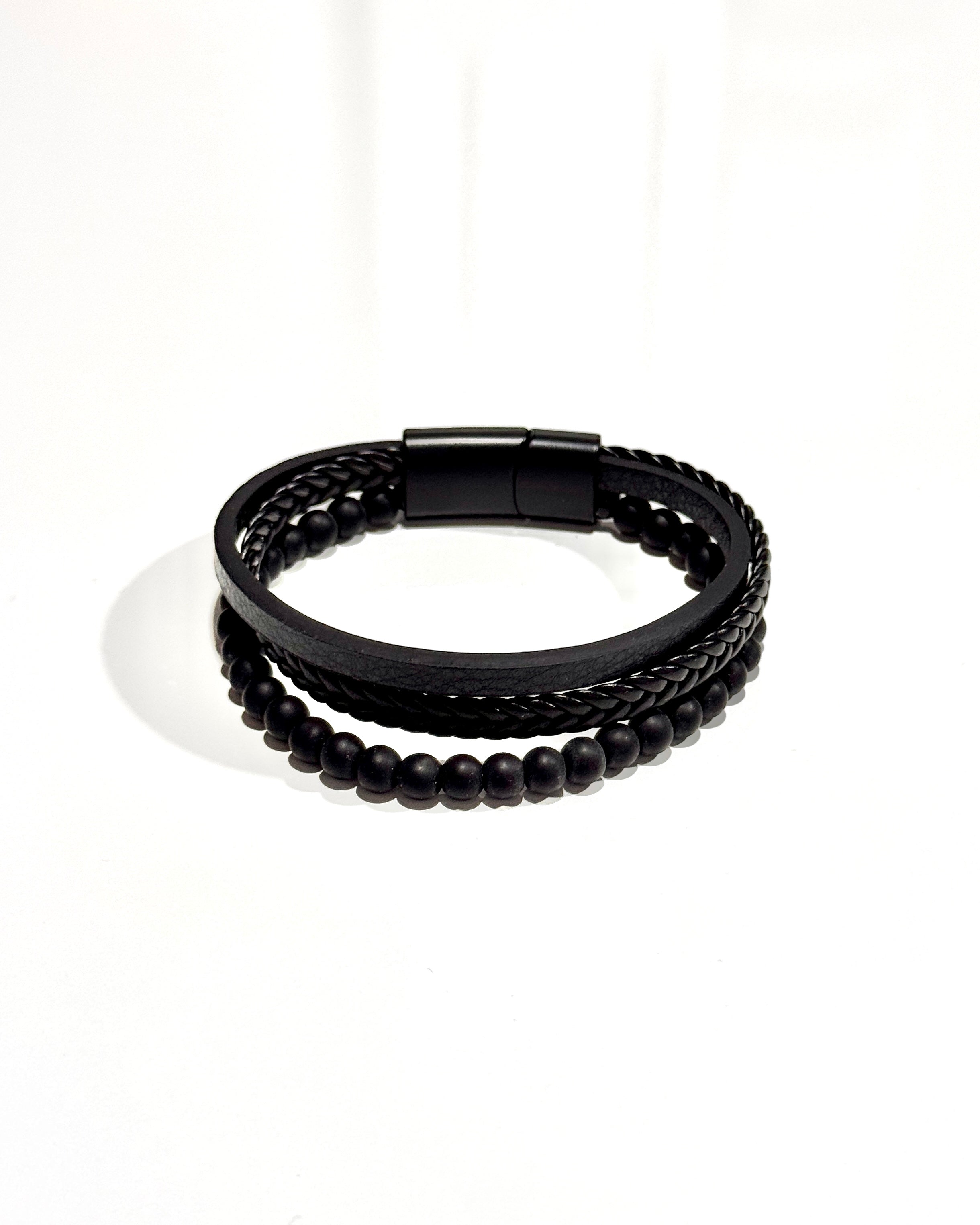 PULSERA CUERO ACERO - PCC010