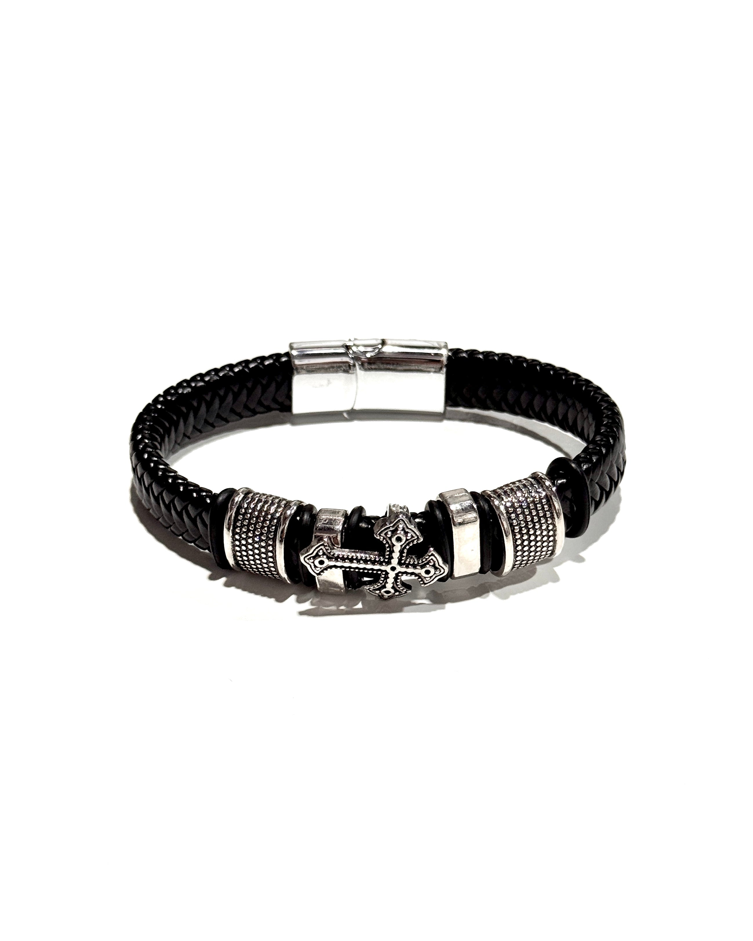 PULSERA CUERO ACERO - PCC009