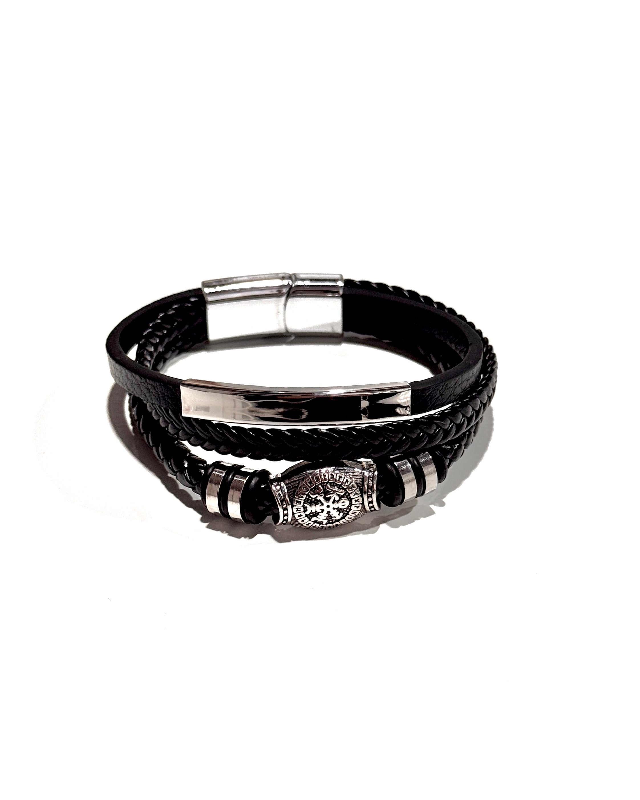 PULSERA CUERO ACERO - PCC008