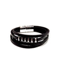 PULSERA CUERO ACERO - PCC007