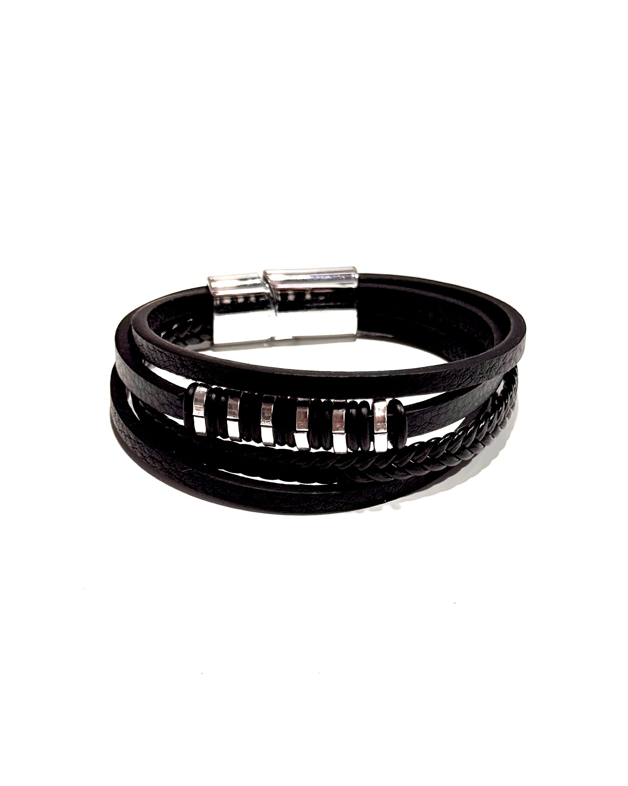 PULSERA CUERO ACERO - PCC007