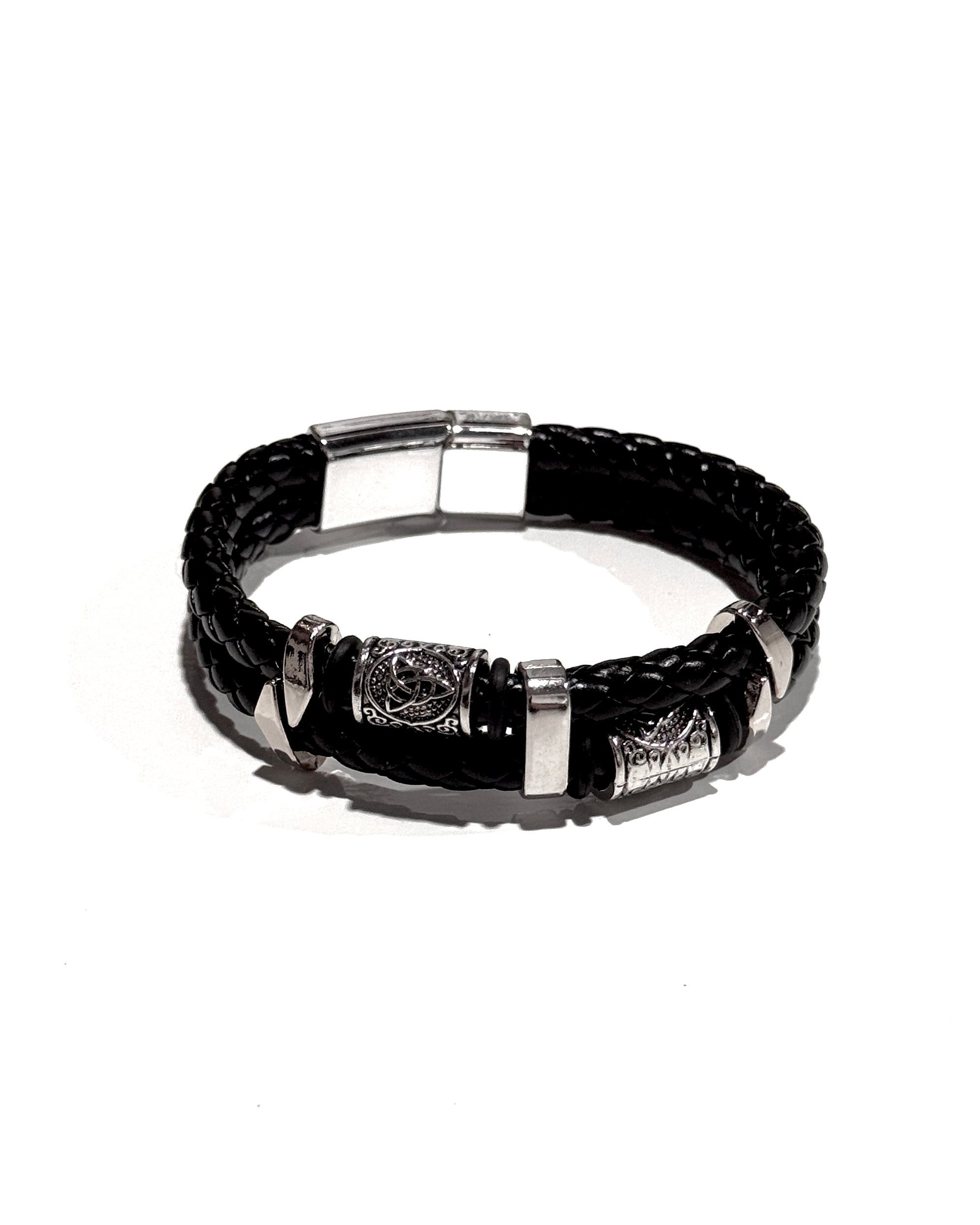 PULSERA CUERO ACERO - PCC005