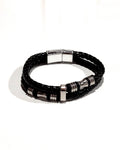 PULSERA CUERO ACERO - PCC004