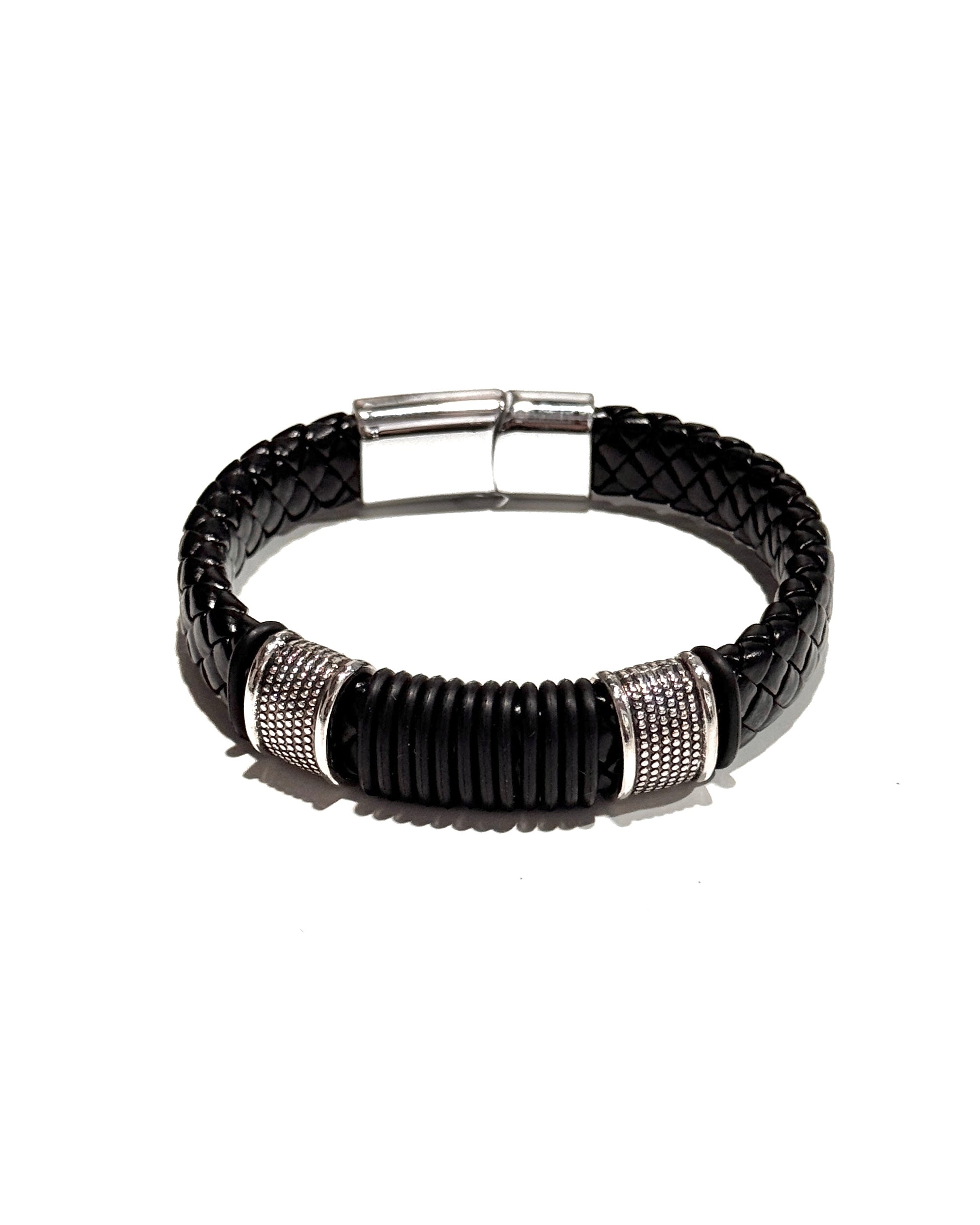 PULSERA CUERO ACERO - PCC003
