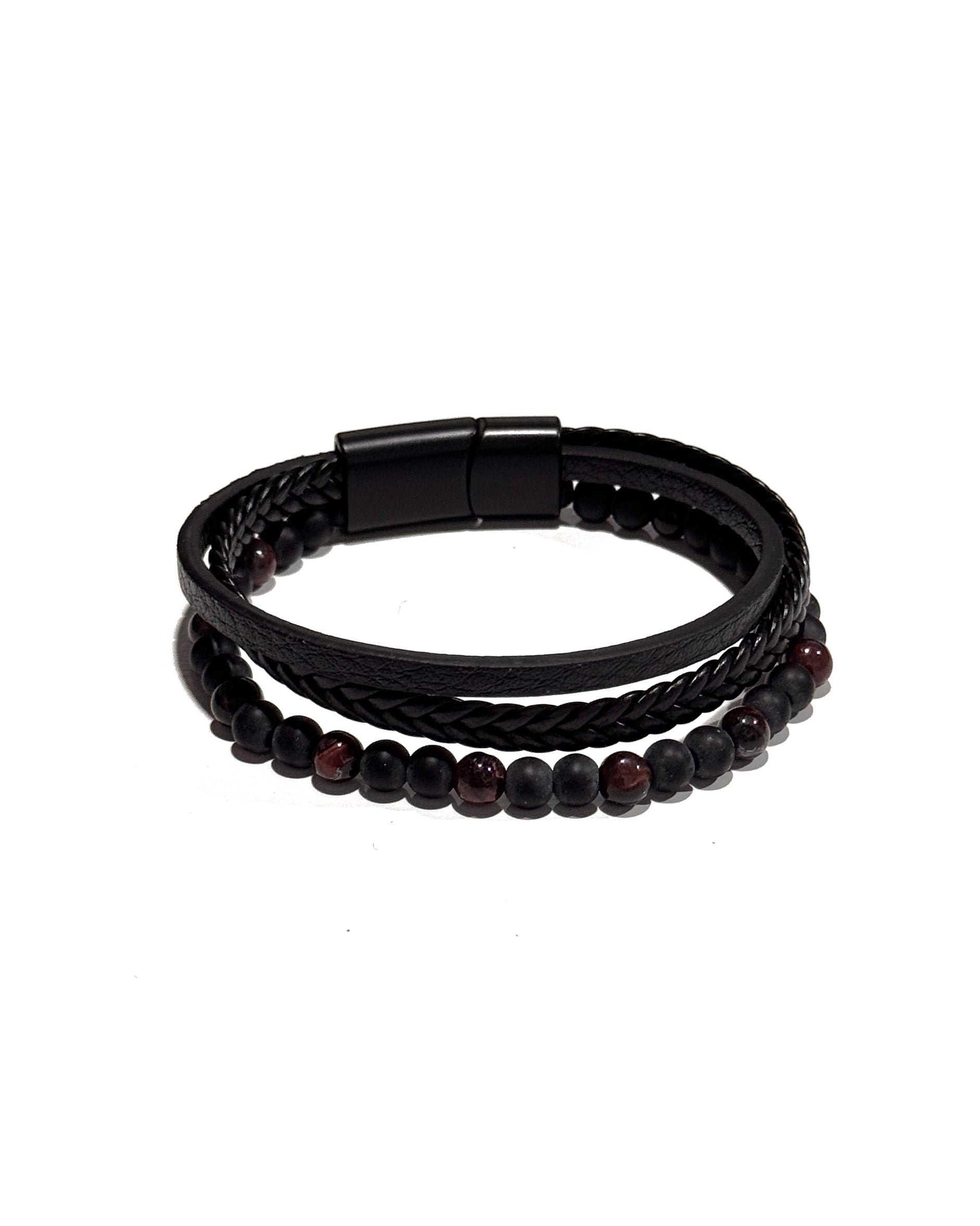 PULSERA CUERO ACERO - PCC002